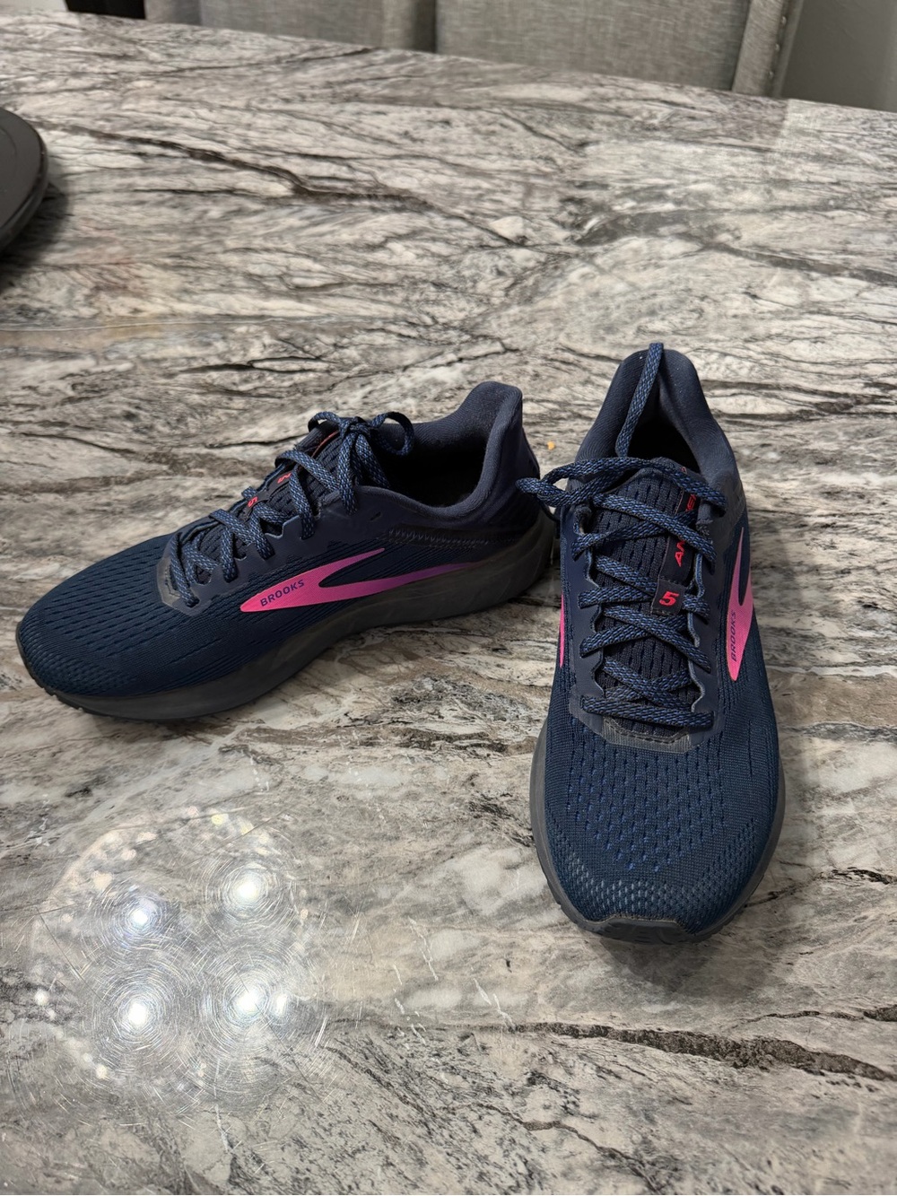Brooks Women's Navy Running Shoes with Pink Logo